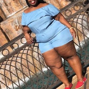 Off-Shoulder Jeans Romper